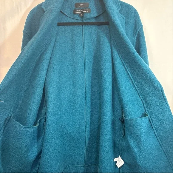 J. Crew Teal Belted Pea Coat Boiled Wool Jacket - Picture 10 of 15